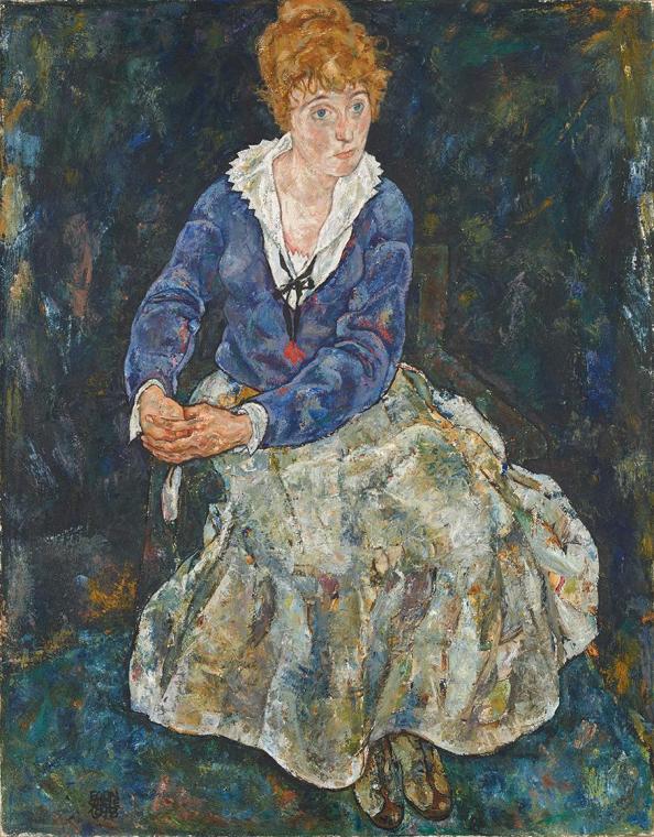 Egon Schiele, Bildnis der Frau des Künstlers, Edith Schiele, 1918, Öl auf Leinwand, 139,8 x 109 ...