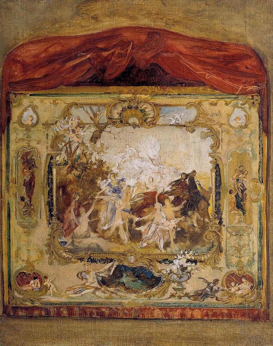 Gustav Klimt, Entwurf zu einem Vorhang des Stadttheaters Karlsbad, 1884/1885, Öl auf Leinwand,  ...