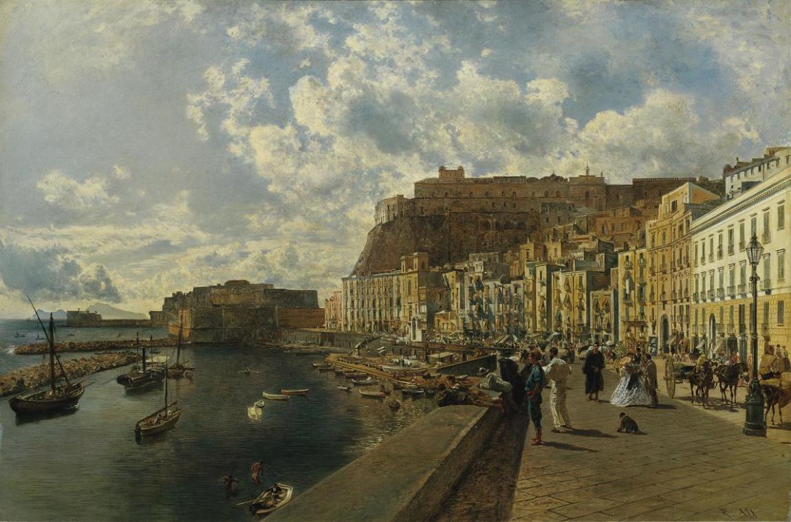 Rudolf von Alt, Am Strand von Santa Lucia in Neapel, 1867, Öl auf Leinwand, 52,5 x 79 cm, Belve ...