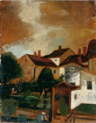 Josef Dobrowsky, Häuser am Abend, 1927, Öl auf Karton, 50,5 x 39,5 cm, Belvedere, Wien, Inv.-Nr ...