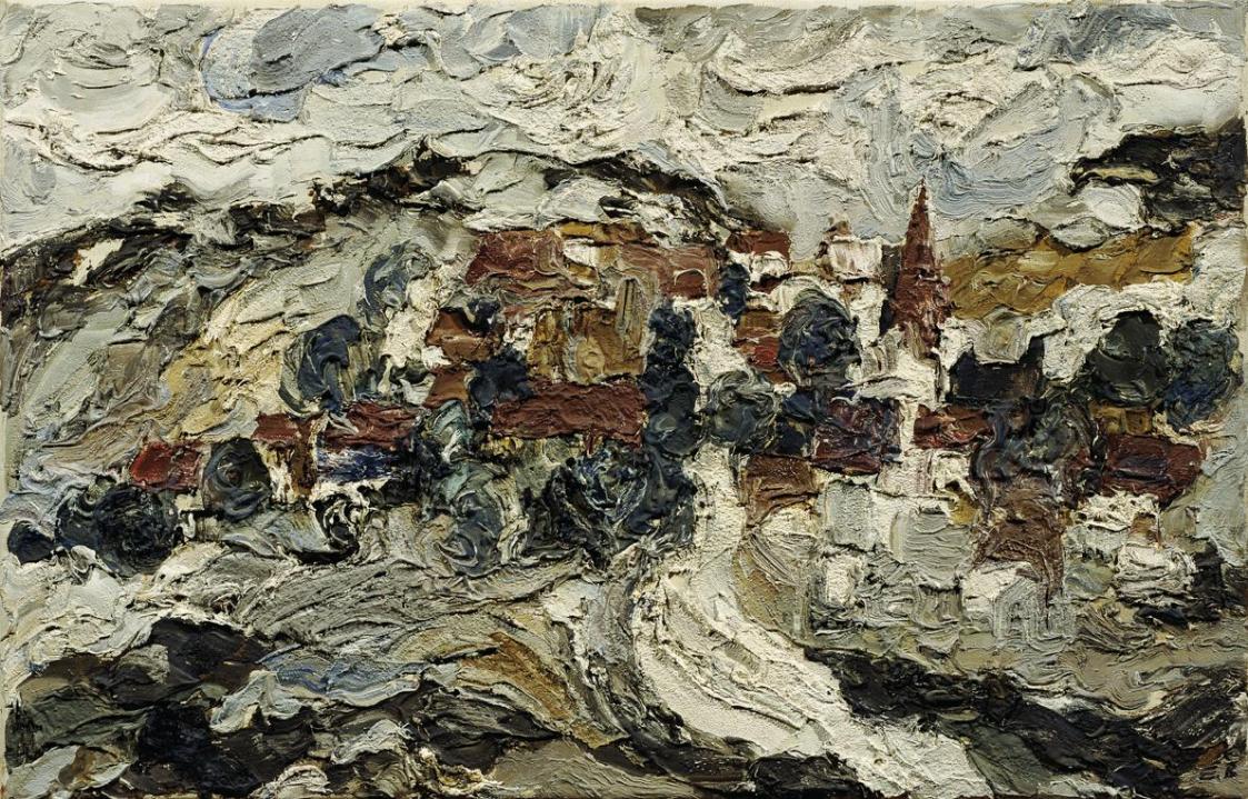 Elisabeth Bauer-Stein, Weindorf im März, undatiert, Öl auf Leinwand, 39,5 x 60,5 cm, Artothek d ...