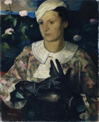 Rudolf Hermann Eisenmenger, Mädchen mit schwarzen Handschuhen, 1937, Öl auf Leinwand, 68,5 x 55 ...