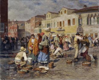 Carl Feiertag, Fischmarkt in Venedig, um 1944, Öl auf Leinwand, 84 x 103 cm, Belvedere, Wien, I ...