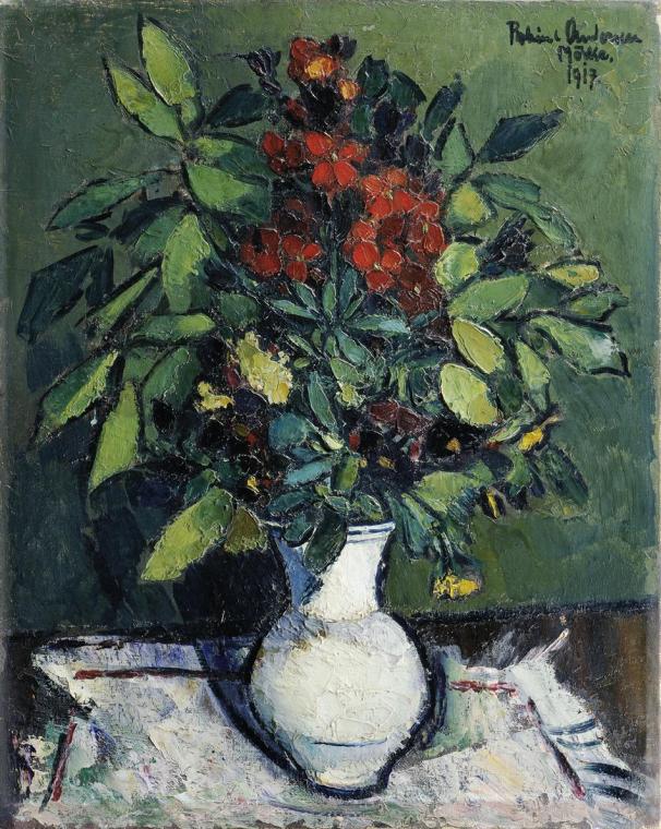 Robin Christian Andersen, Blumen in weißer Vase, 1917, Öl auf Leinwand, 50 x 40 cm, Belvedere,  ...