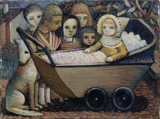 Theodor Fried, Kinder mit Kinderwagen, undatiert, Öl auf Leinwand, 30,5 x 41,8 cm, Belvedere, W ...