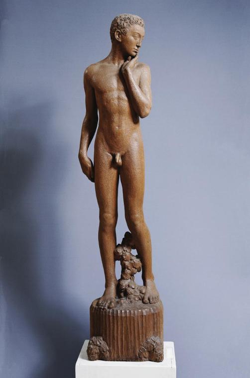 Franz Barwig d. Ä., Jüngling, 1913/1914, Eichenholz, gebeizt, 178 × 39 × 31 cm, Belvedere, Wien ...