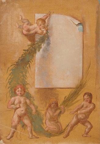 Drei Kinder, c. 1880, Tempera auf gelbem Leinen, 34,5 × 24 cm, Belvedere, Wien, Inv.-Nr. SLM 39 ...
