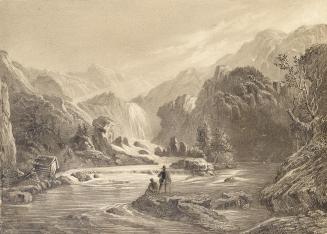 August Wilhelm Lehmann, Wasserfall bei Herringsholmen, Norwegen, 1850, Bleistift auf Papier, 18 ...