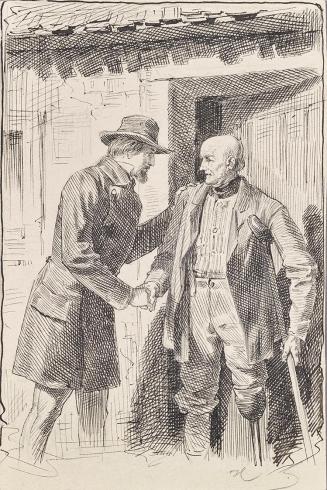 Joseph Eugen Hörwarter, Zwei Männer, einer davon beinamputiert, um 1875, Tusche auf Papier, mon ...