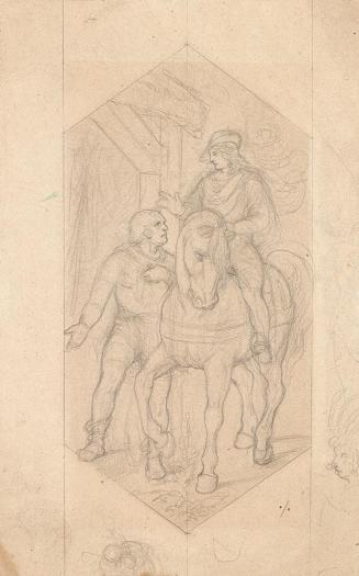 Zuschreibung an Joseph von Führich, Reiter und Mann zu Fuß, Bleistift auf Papier, 28,2 × 17,8 c ...
