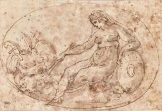 Sitzende, weibliche Figur, 1650/1700 (?), Feder auf Papier, 8,6 × 12,8 cm, Belvedere, Wien, Inv ...