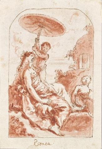 Francesco Fontebasso, Allegorie des Sommers, 1740/1770, Feder und Aquarell auf Papier, 12,2 × 8 ...