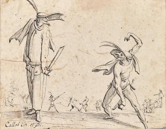 Jacques Callot, Gian Fritello und Ciurlo, wohl 18. Jahrhundert, Tusche auf Papier, 11,2 × 14,4  ...