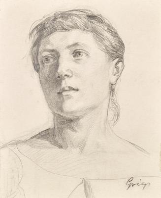 Christian Griepenkerl, Mädchenportrait, undatiert, Bleistift auf Papier, 15,3 × 12,3 cm, Belved ...