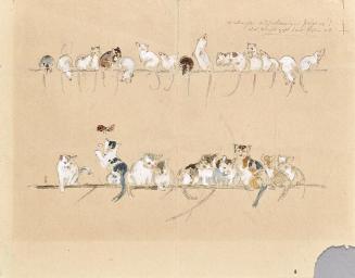 Anton Hartinger, Mäuschen und Katzen, undatiert, Bleistift und Aquarell auf Papier, 16,2 × 20,9 ...