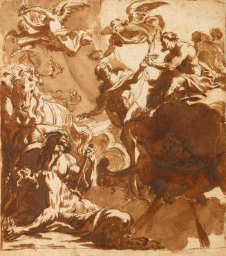 Mythologische Szene, 1700/1750, Braune Feder und Aquarell auf Papier, 26,5 × 23,7 cm, Belvedere ...